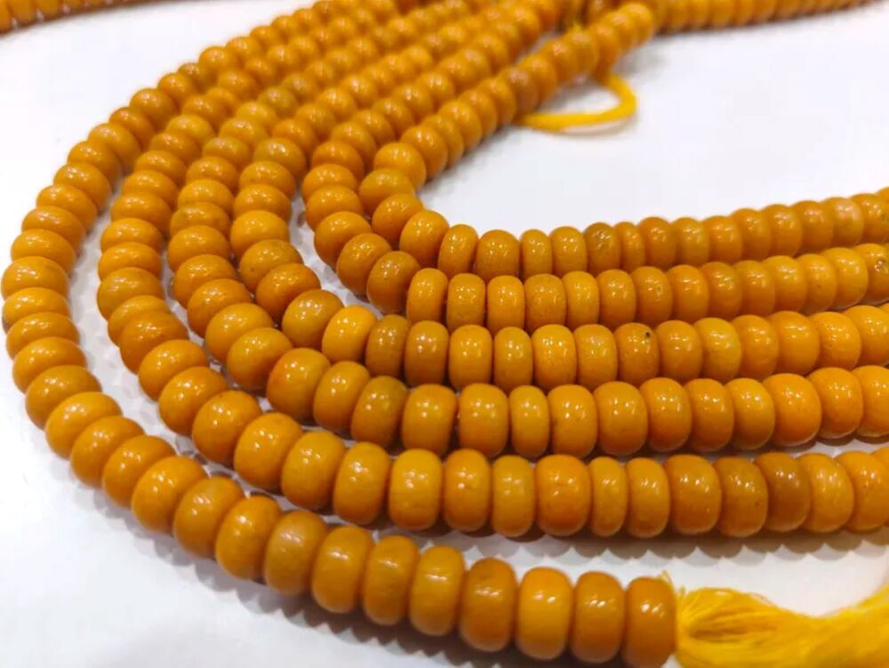 Natural Yellow Mustard Quartz Rondelle Plain smooth 8mm