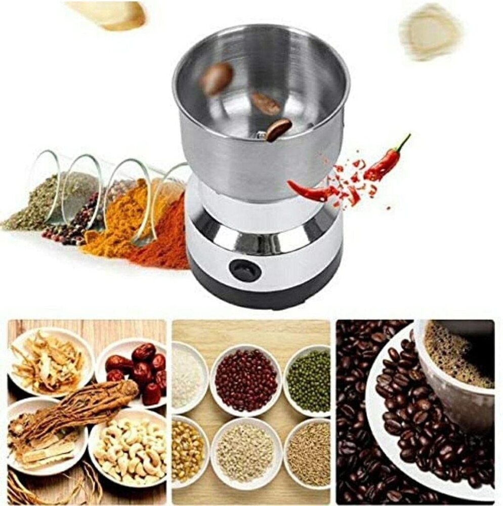 Nima Electric Coffee Grinder - Stainless Steel, 10x10x18 Cm | Durable, Rust-proof, Multipurpose For Grains, Beans, And Spices