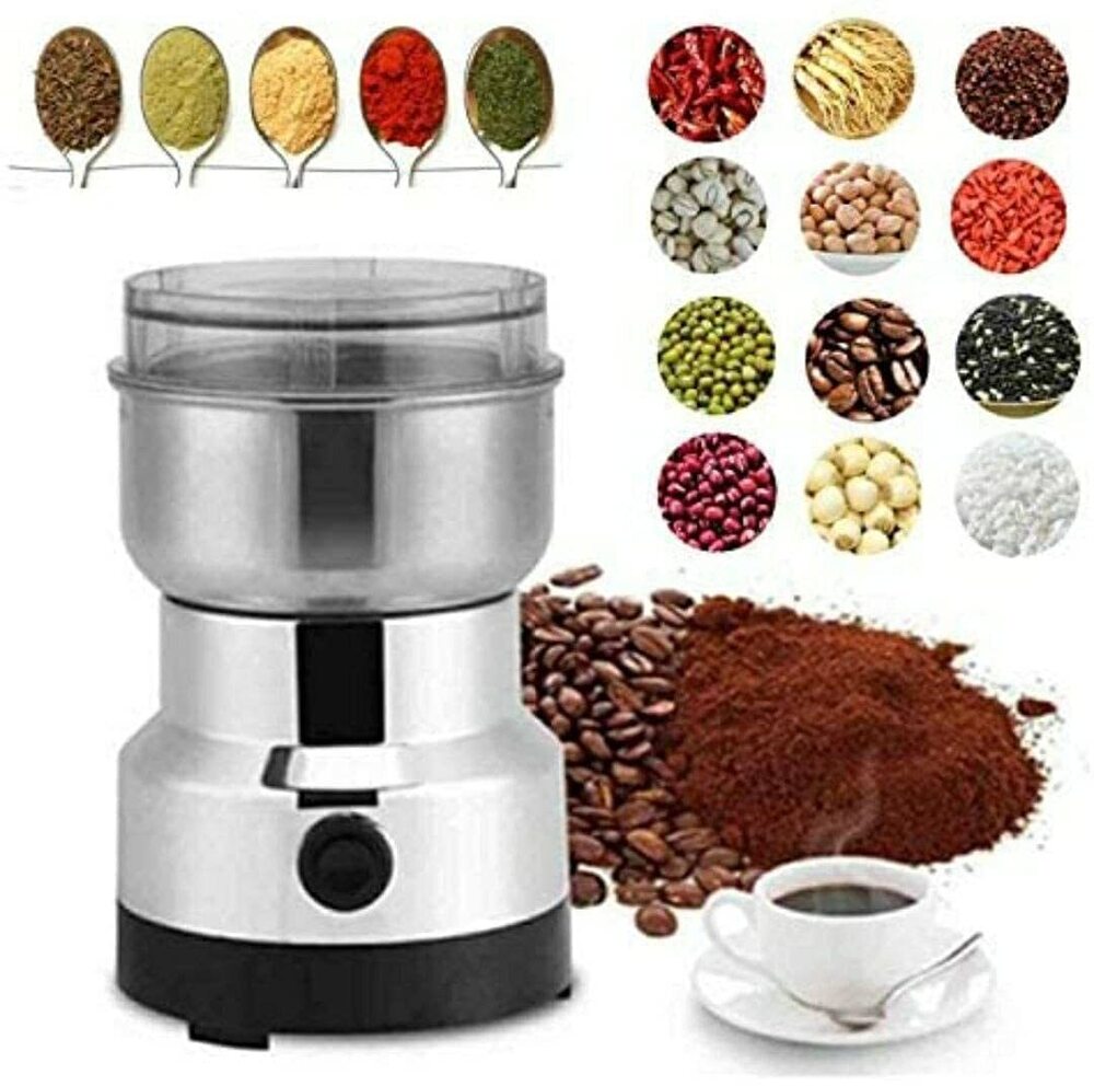 Nima Electric Coffee Grinder - Stainless Steel, 10x10x18 Cm | Durable, Rust-proof, Multipurpose For Grains, Beans, And Spices