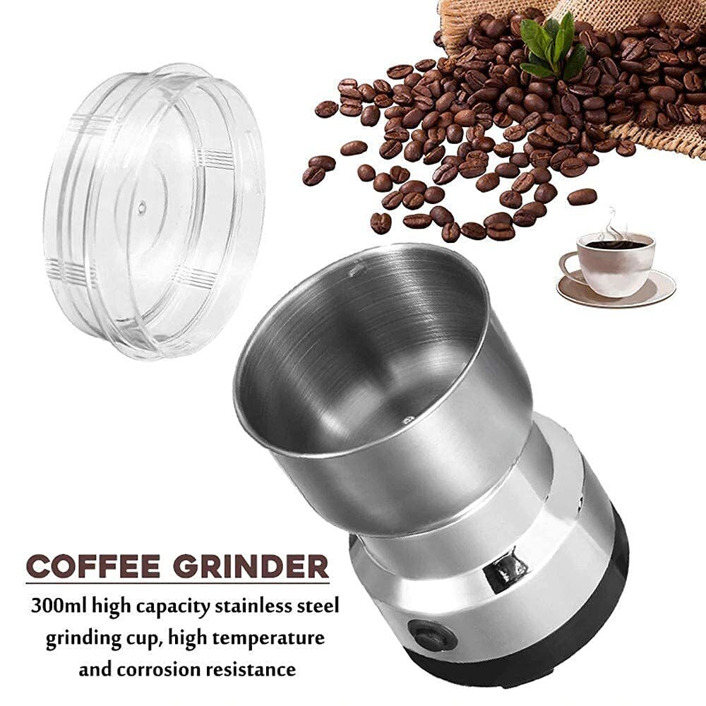 Nima Electric Coffee Grinder - Stainless Steel, 10x10x18 Cm | Durable, Rust-proof, Multipurpose For Grains, Beans, And Spices