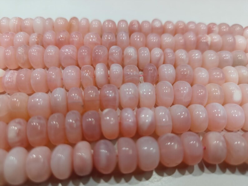 Natural Pink Opal Plain Smooth 10 to 14mm Rondelle Beads