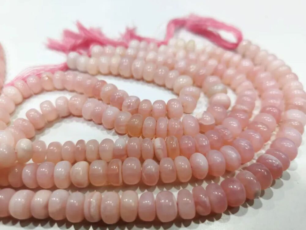 Natural Pink Opal Plain Smooth 10 to 14mm Rondelle Beads
