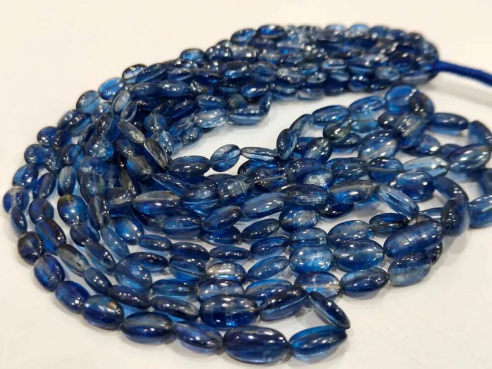 Natural Kyanite Oval Plain Smooth Gemstone Beads Sold per strand 8 Inches