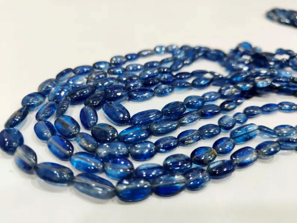 Natural Kyanite Oval Plain Smooth Gemstone Beads Sold per strand 8 Inches