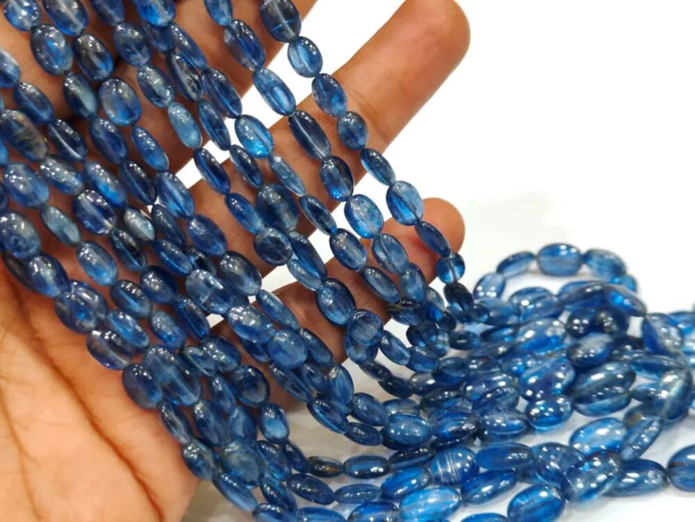 Natural Kyanite Oval Plain Smooth Gemstone Beads Sold per strand 8 Inches