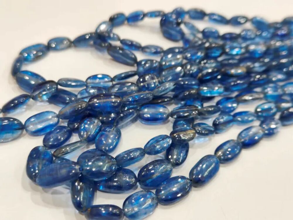 Natural Kyanite Oval Plain Smooth Gemstone Beads Sold per strand 8 Inches