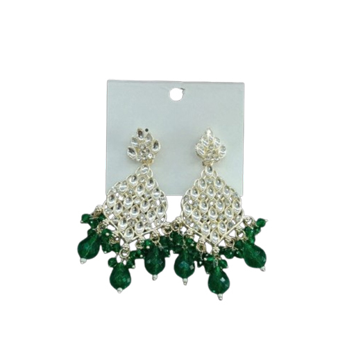 Green Kundan Earing - Color: Silver