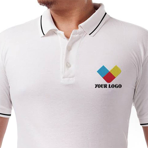 Embroidered T-Shirts With Polo Necks - Color: Multicolor