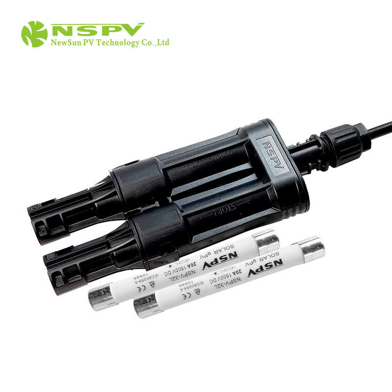 IP68 PV Solar Branch Fuse Connector Inline Fuse 2 Male To 1 Cable Type