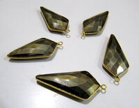 Natural Pyrite Briolette Faceted 15x35mm Arrowhead Connector Charm