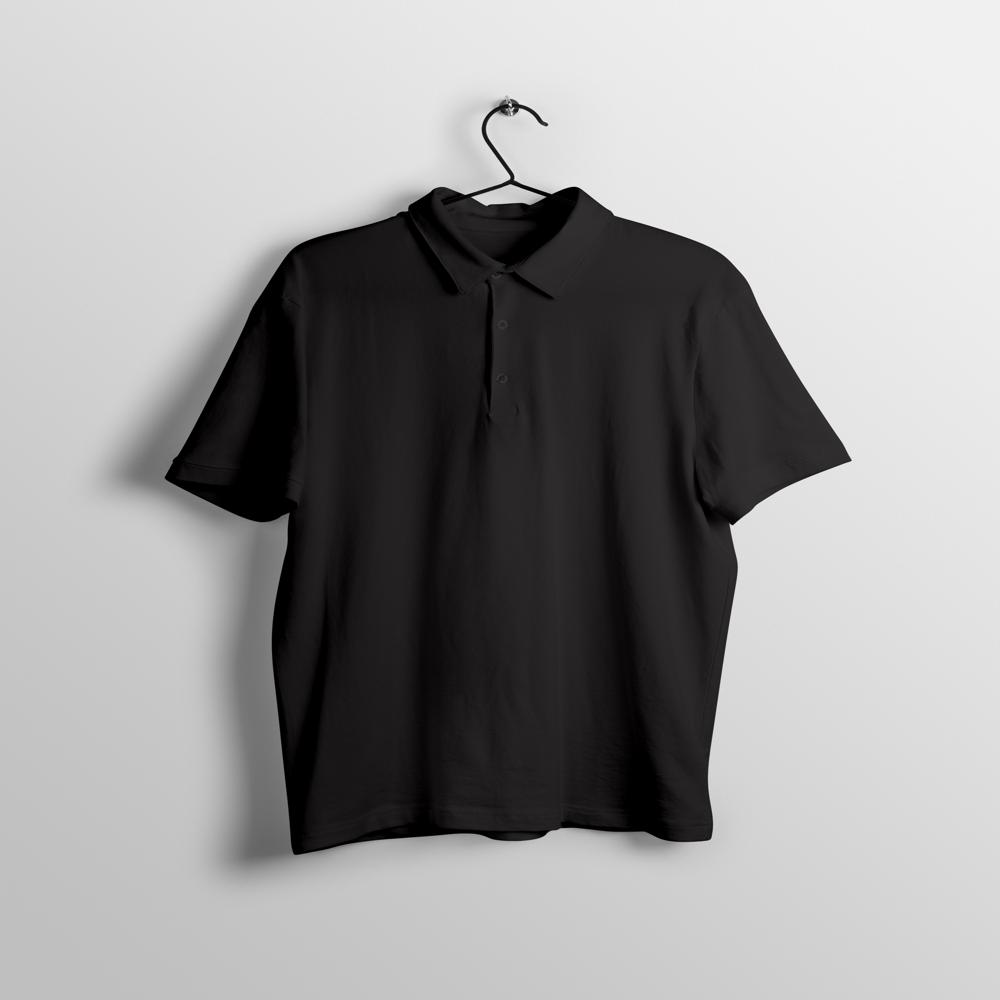 Mens Black Cotton Polo Neck T-shirt - Cotton Material, Customized Sizes Available, Black Color, Short Sleeve Style, Polo Collar Design