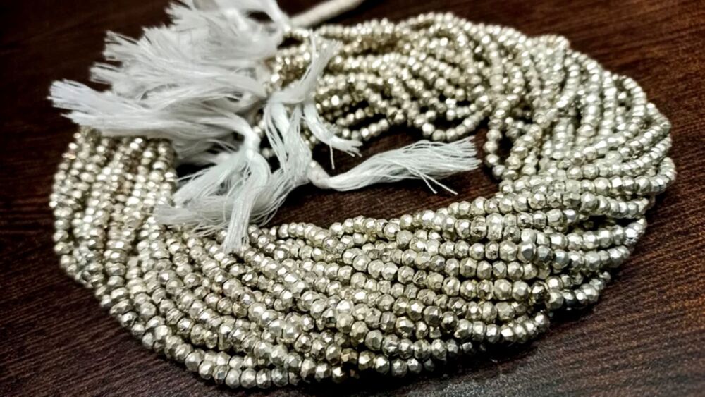 Natural Silver Pyrite Rondelle Faceted Beads 3-4mm
