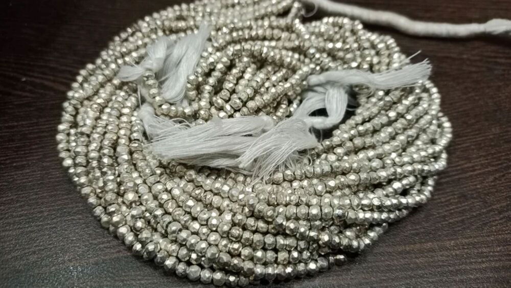 Natural Silver Pyrite Rondelle Faceted Beads 3-4mm