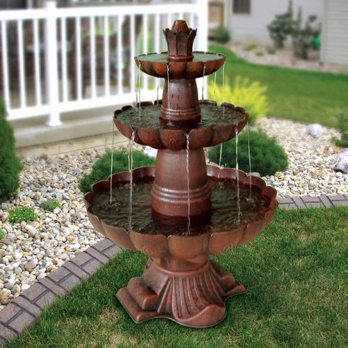 Three Layer Small Garden Water Fibreglass Fountain - Color: As Per Requirement