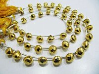 Natural Golden Pyrite Onion Shape Briolette Faceted Beads 6mm