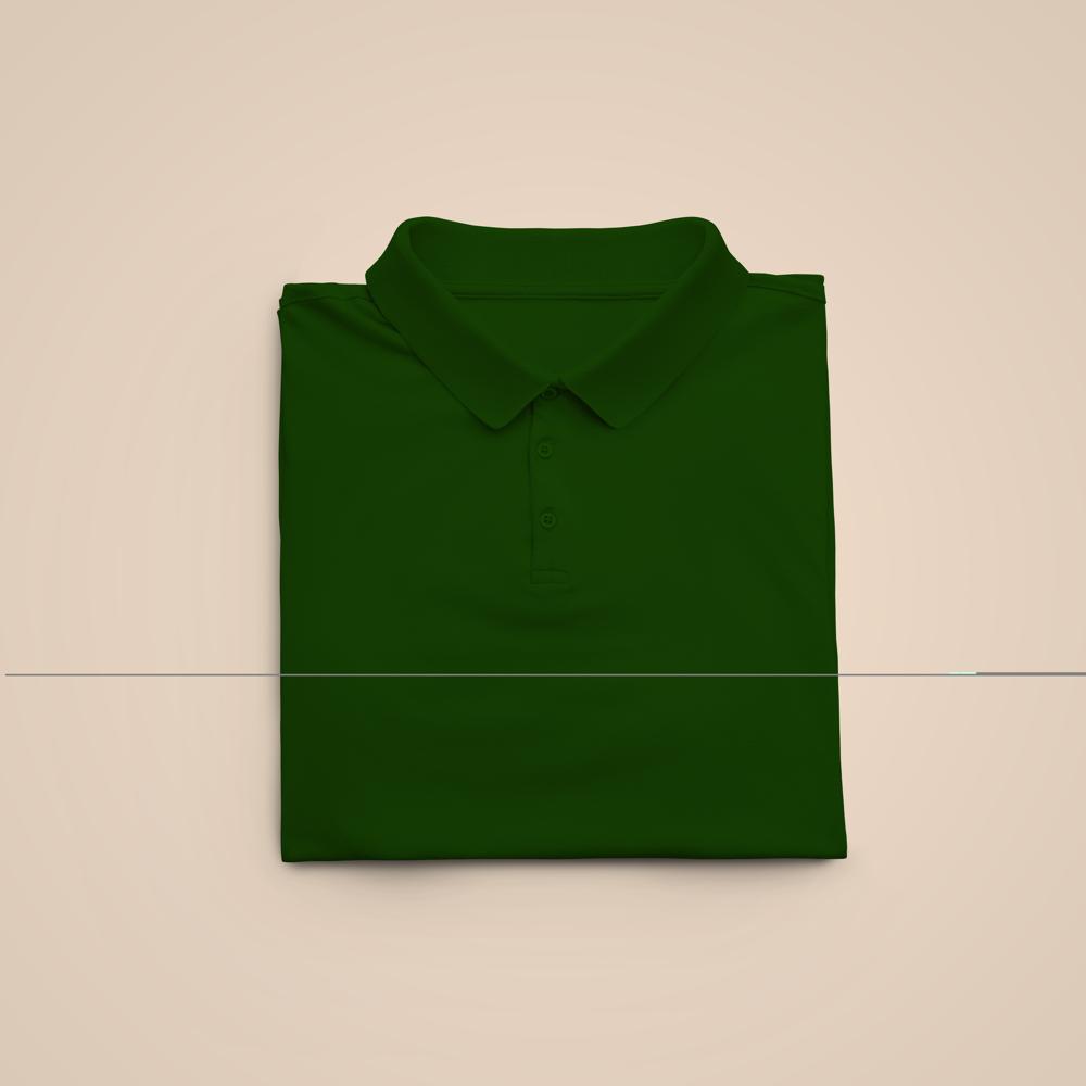 Mens Bottle Green Cotton Polo Neck T-shirt - Cotton Fabric, Customized Sizes Available, Classic Polo Collar, Short Sleeves, Plain Pattern
