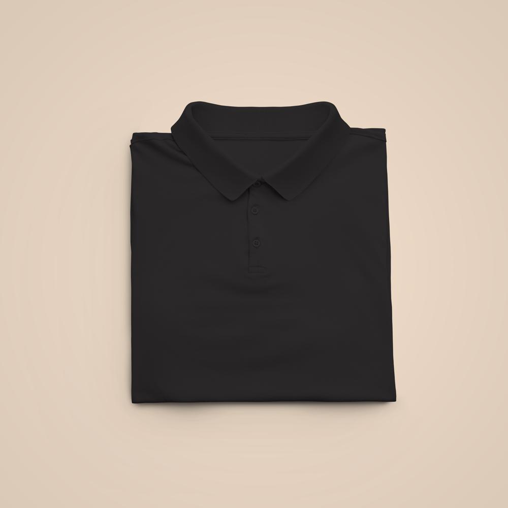 Mens Black Cotton Polo Neck T-shirt - Cotton Material, Customized Sizes Available, Black Color, Short Sleeve Style, Polo Collar Design
