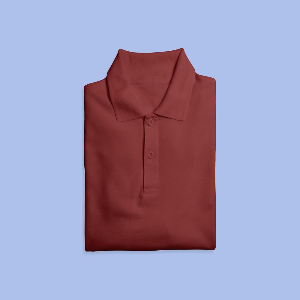 Mens Maroon Regular Fit Polo Neck T-shirt - Polycotton Customized Sizes Available Short Sleeves Polo Collar Fade-resistant Plain Pattern