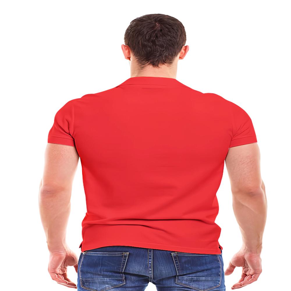 Mens Cotton Regular Fit Polo Neck T-shirt - Customized Sizes, Short Sleeves, Vibrant Red, Hand Washable, Classic Polo Collar, Plain Pattern