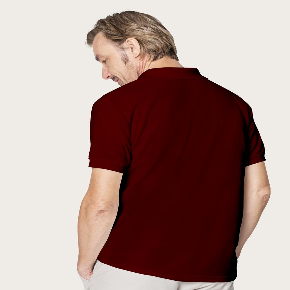 Mens Maroon Cotton Polo Neck T-shirt - Feature: Hand Wash