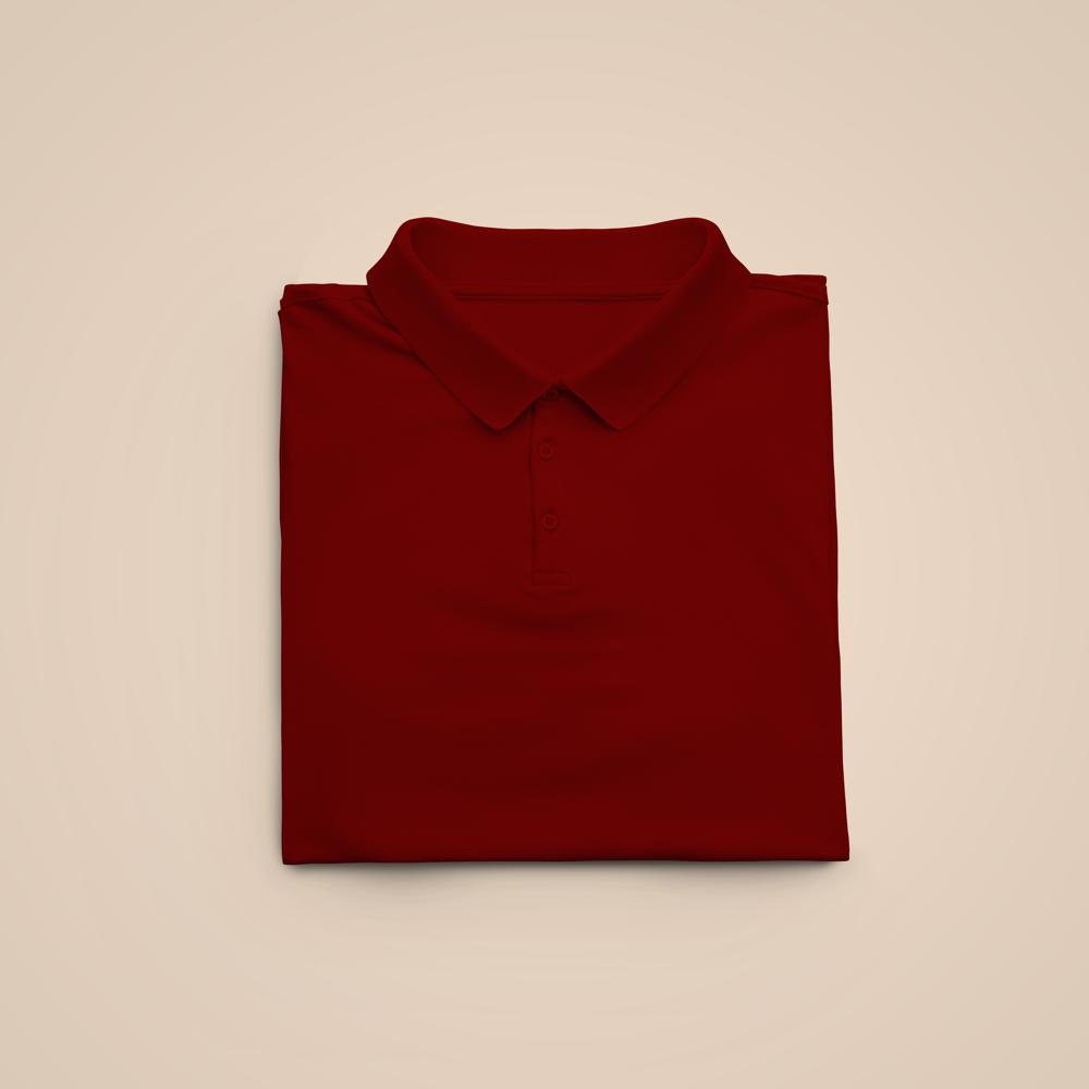 Mens Maroon Cotton Polo Neck T-shirt - Feature: Hand Wash