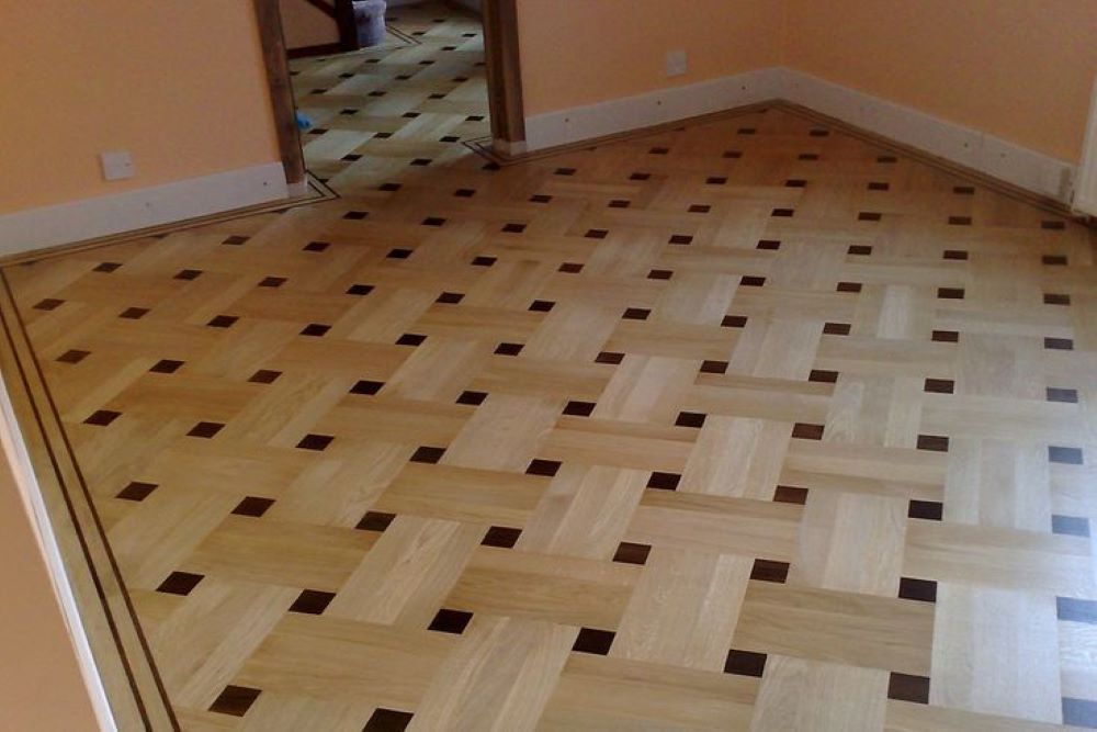 Basket Weave Solid Flooring - Color: Natural