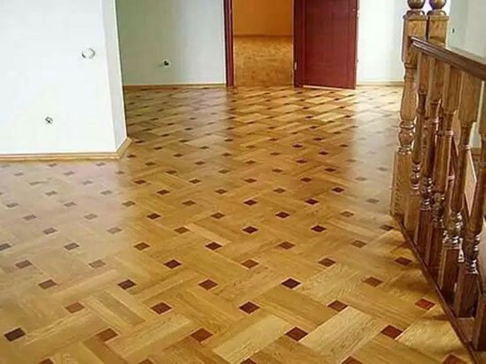 Basket Weave Solid Flooring - Color: Natural
