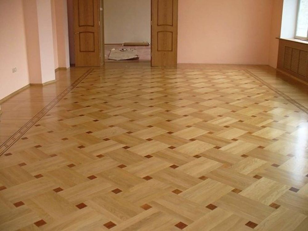 Basket Weave Solid Flooring - Color: Natural
