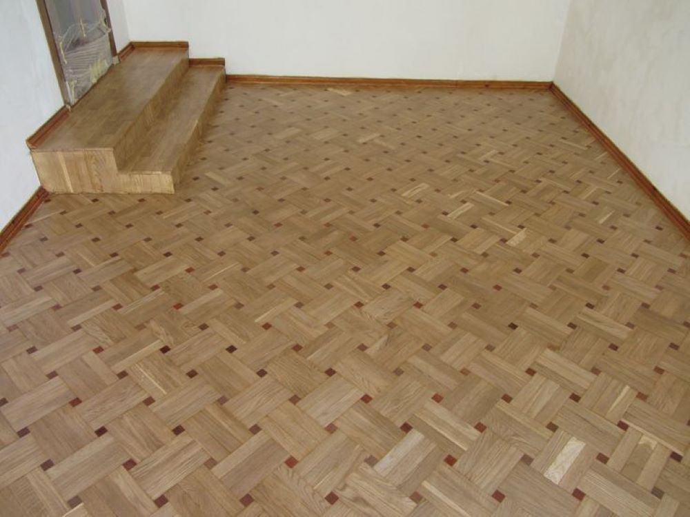 Basket Weave Solid Flooring - Color: Natural