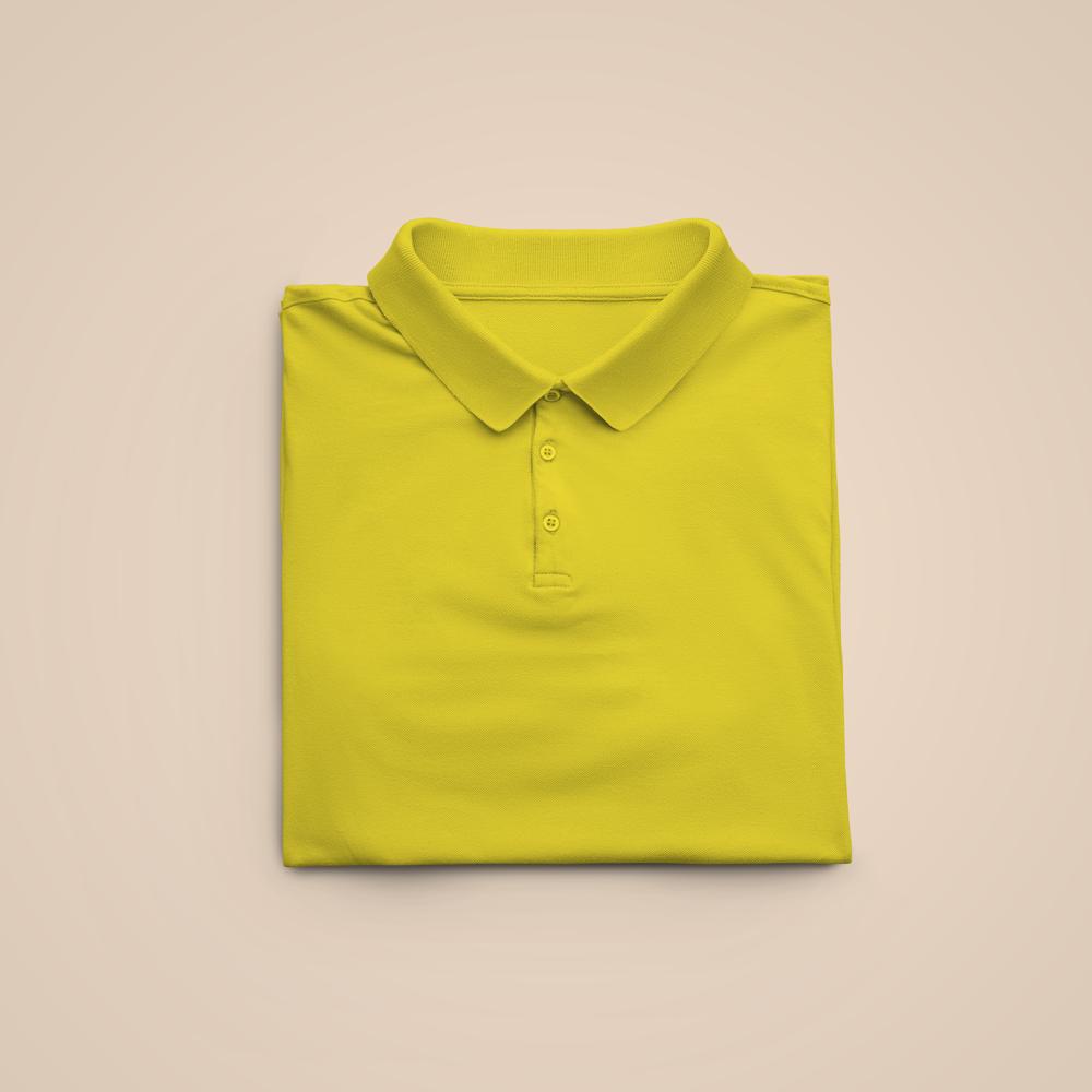 Mens Yellow Dry Fit Polo Neck T-shirt - Polyester Fabric, Customized Sizes Xs-xxxl, Short Sleeves, Classic Polo Collar, Plain Pattern, Hand Wash Recommended