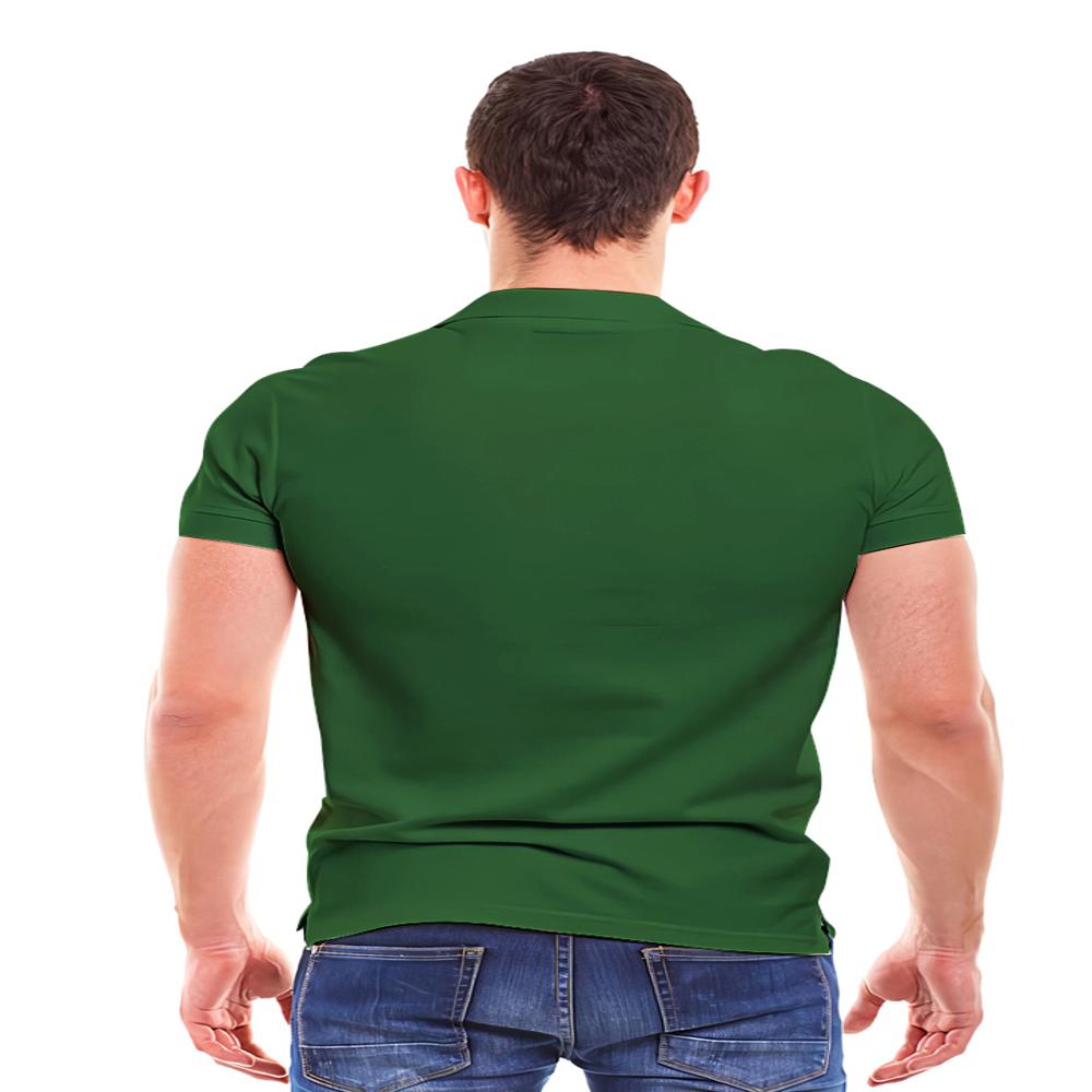 Mens Bottle Green Polyester Polo Neck T-Shirt