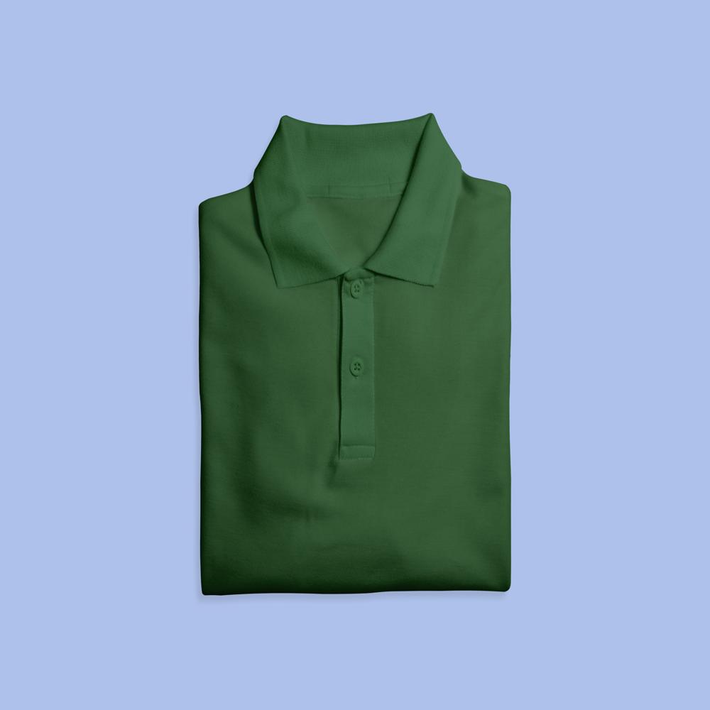Mens Bottle Green Polyester Polo Neck T-Shirt