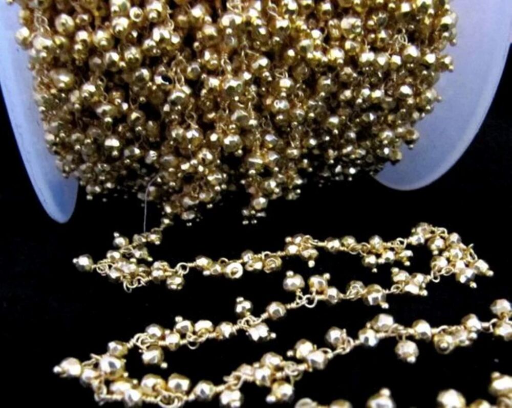 Natural Pyrite Golden Coated Rondelle Faceted 3-4mm