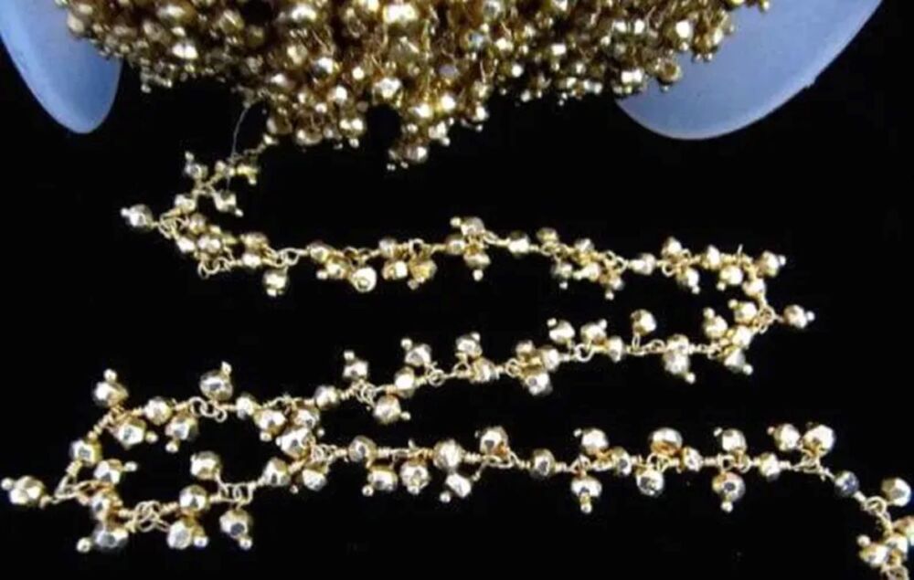 Natural Pyrite Golden Coated Rondelle Faceted 3-4mm
