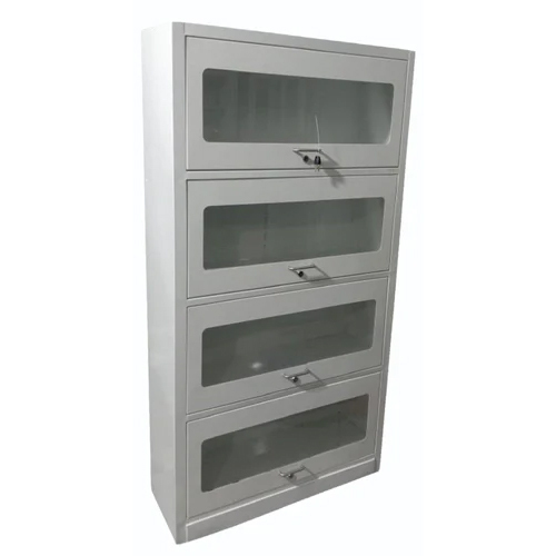 Stainless Steel Cabinet With Glass Doors - Color: Grey