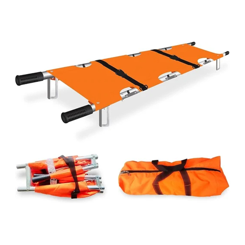 Aluminum Folding Stretcher - Color: Orange