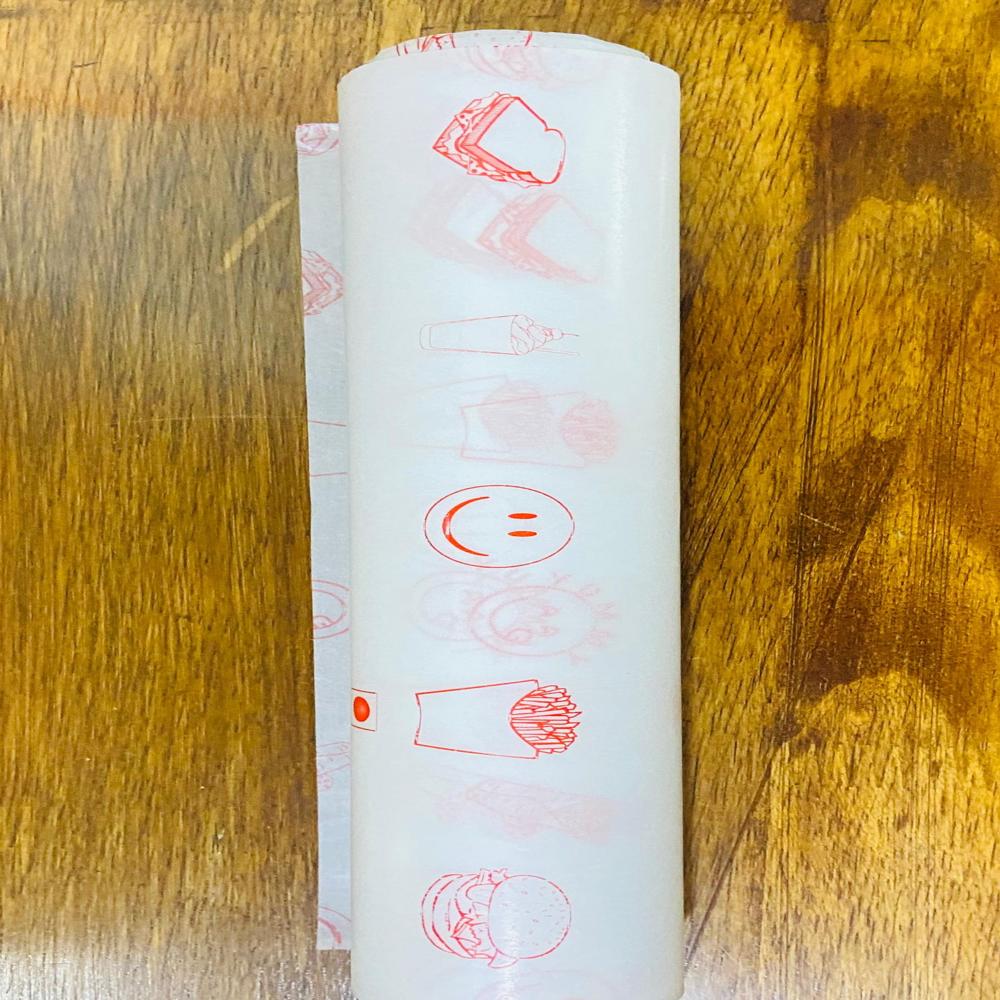 Printed Butter Paper - Wood Pulp, 10cm Width, Single-sided Coating, Gravure Printed | Multi-purpose Food Wrapping, Baking, And Dough Rolling