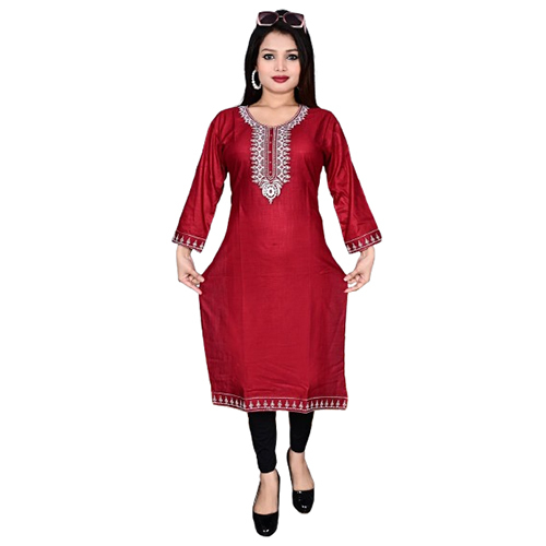 Rayon Fabric Straight Single Peace Kurti