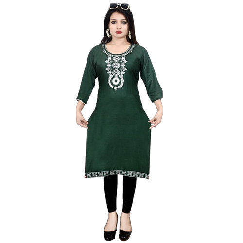 Green Color Rayon Single Kurti - Feature: High Quality