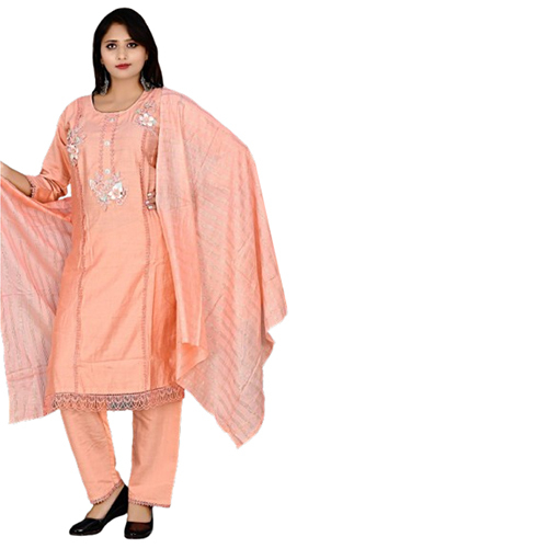 3pcs Peach Color Suit With Duptta