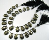 Natural Pyrite Pear Shape Faceted Briolette Beads Size 11x16mm Strand 8 Inches