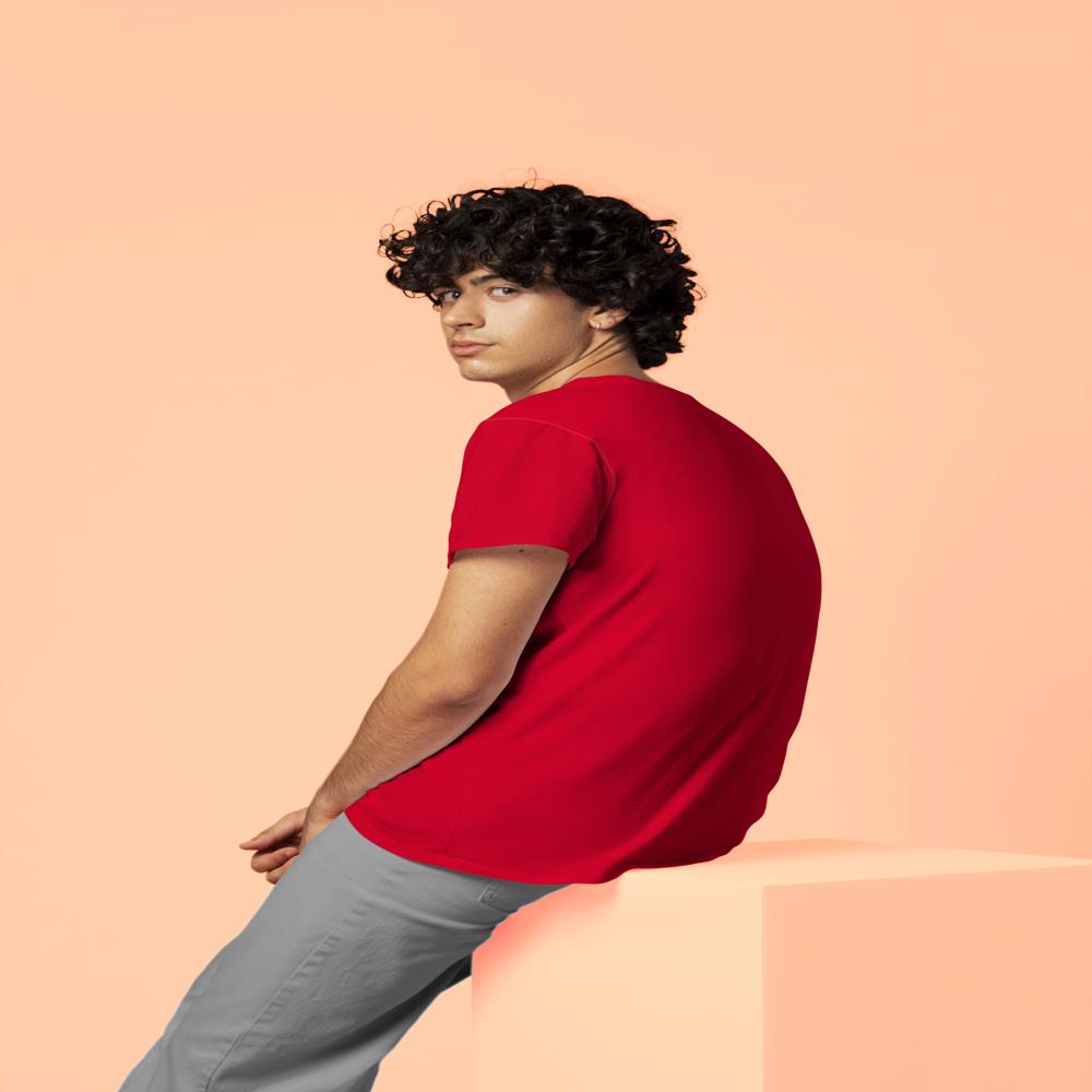 Mens Red Dry Fit Round Neck T-shirt - Polyester Fabric, Customized Size Options, Sky Blue Color, Short Sleeves, O-neck Style