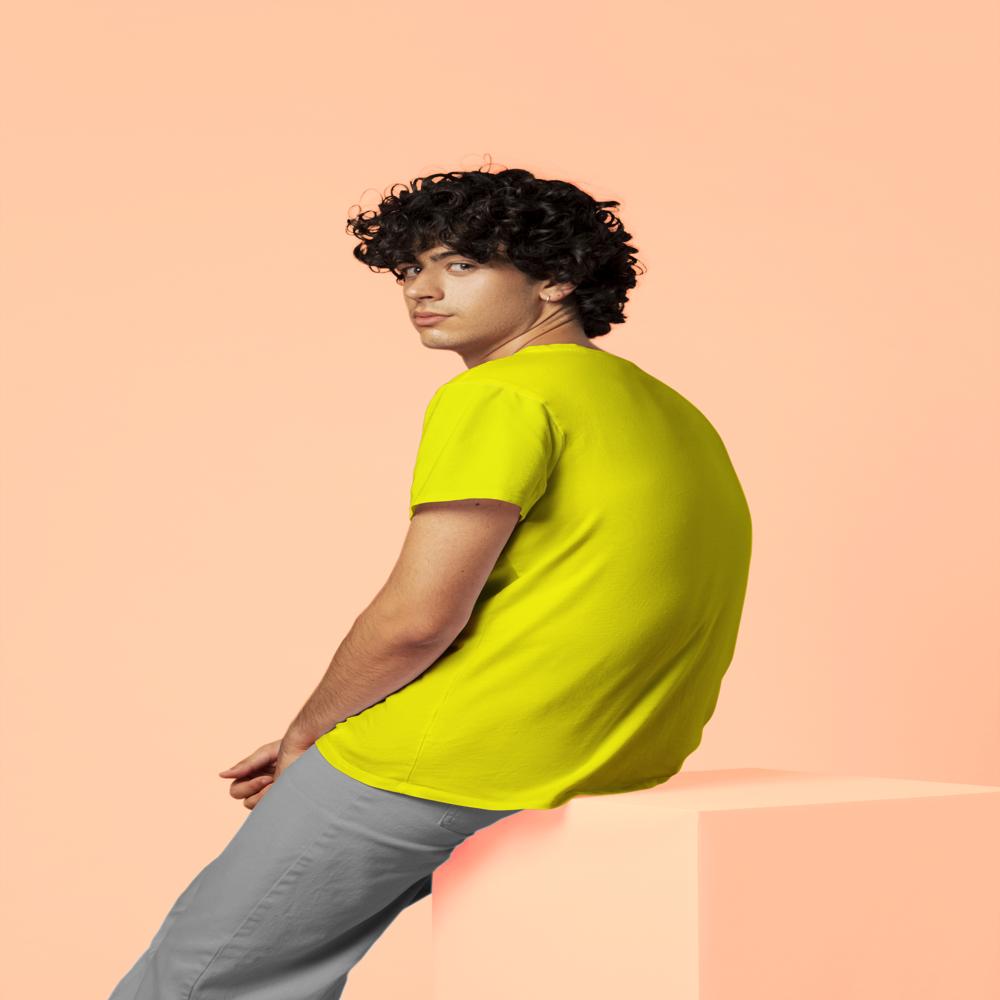 Mens Yellow Dry Fit Round Neck T-Shirt