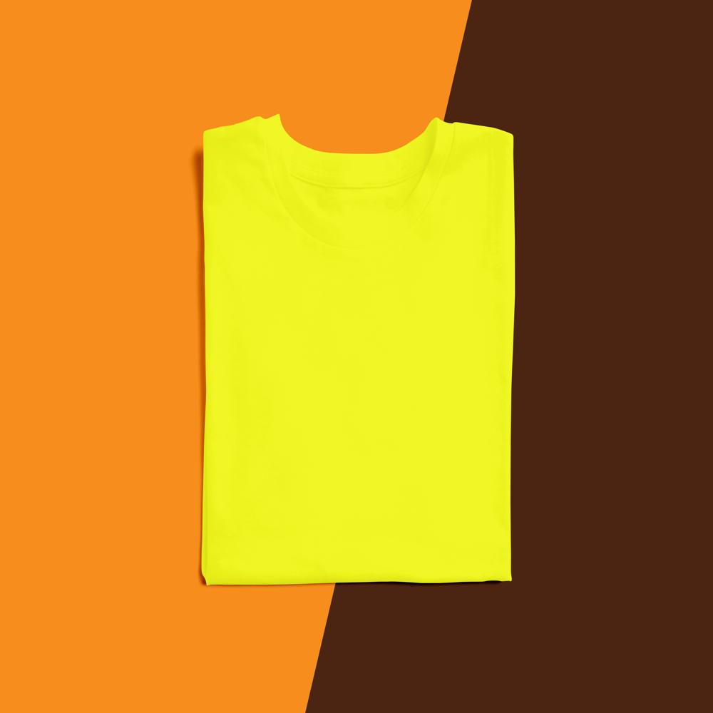 Mens Yellow Dry Fit Round Neck T-Shirt