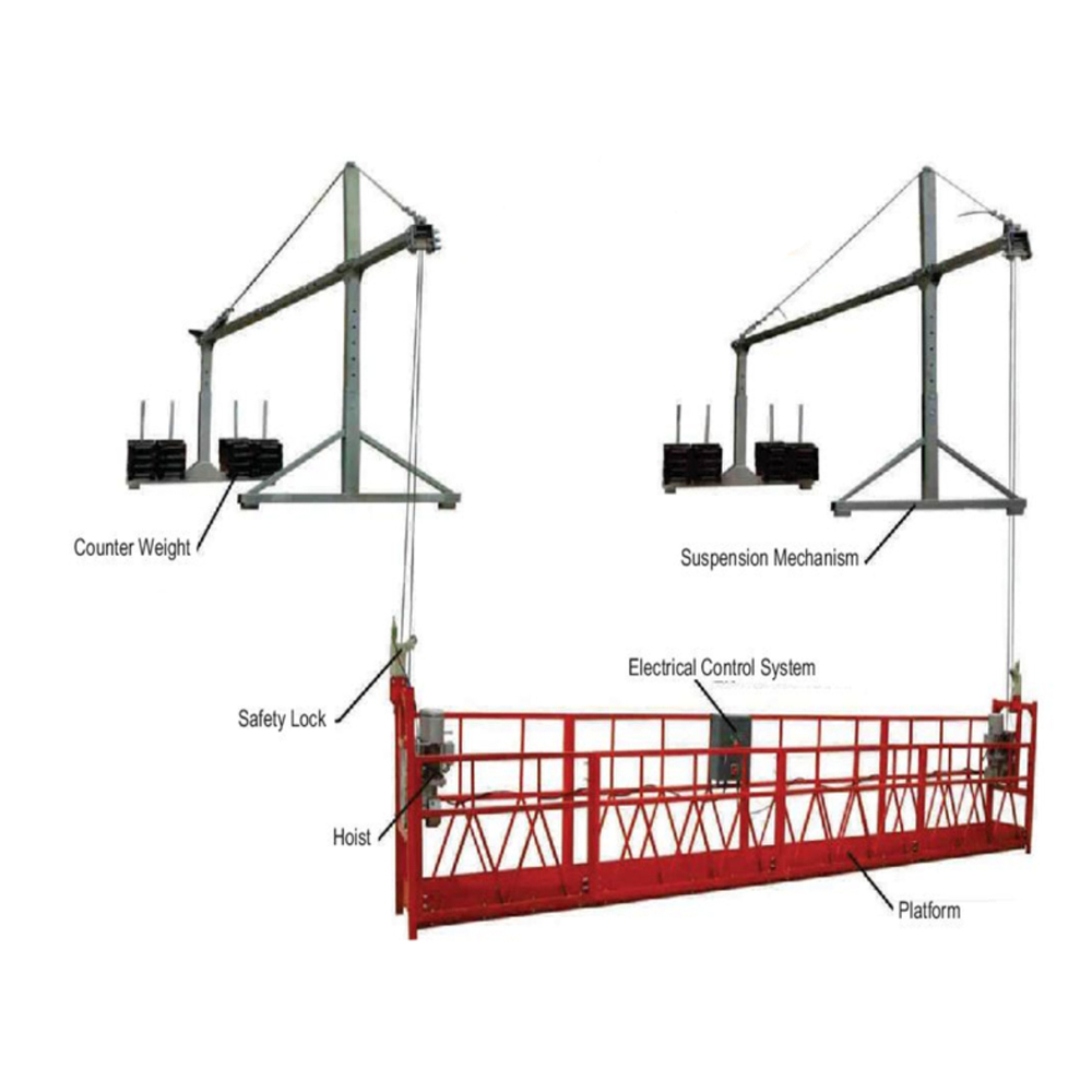 Orange Suspended Platform for 200m high, Full Galvanised, without counter weight 2.2KW Hoister