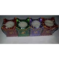 Diwali Decoration Tulsi With Wax Diya Set - Color: Multicolour