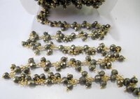 Natural Pyrite Dangling Chain/ Cluster chain,Rondelle Faceted beaded chain 3 to 4mm