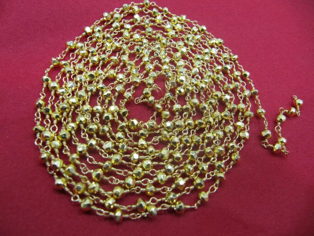 Golden Pyrite 3-4mm Size Rondelle Faceted Beads