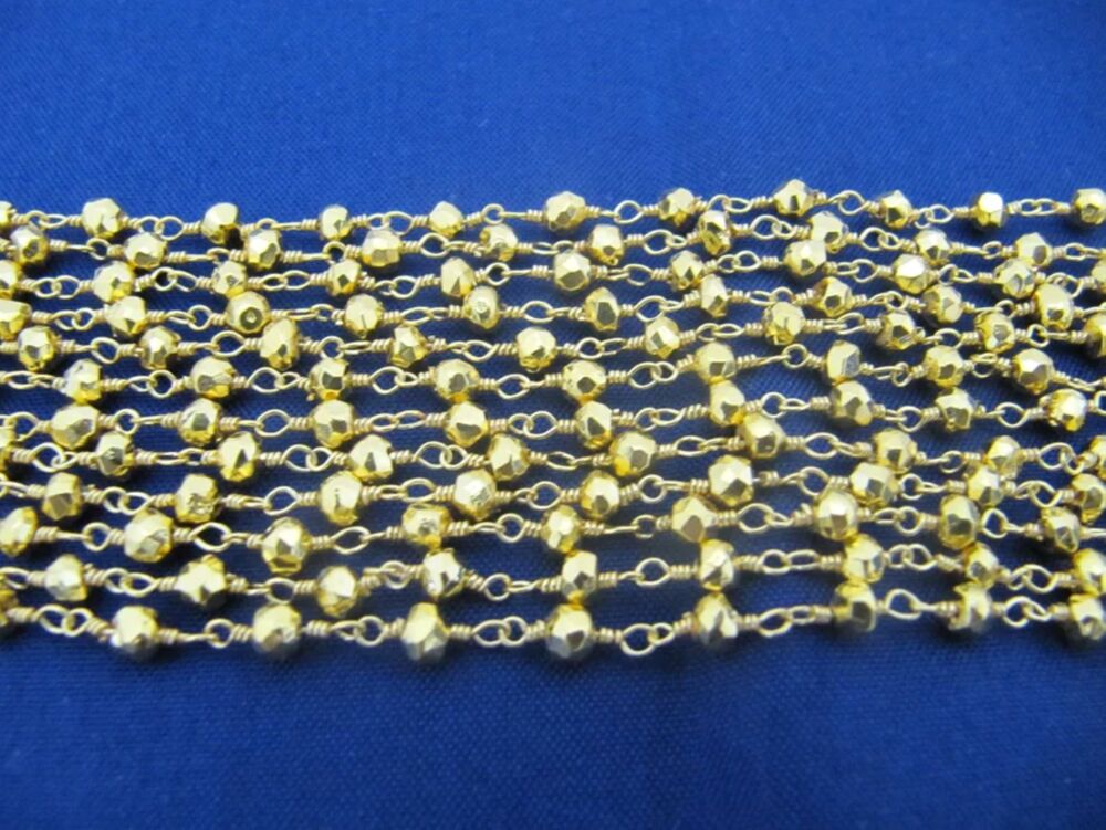 Golden Pyrite 3-4mm Size Rondelle Faceted Beads