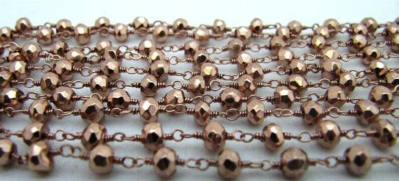 3 Feet-Copper Pyrite 3-4mm Size Rondelle